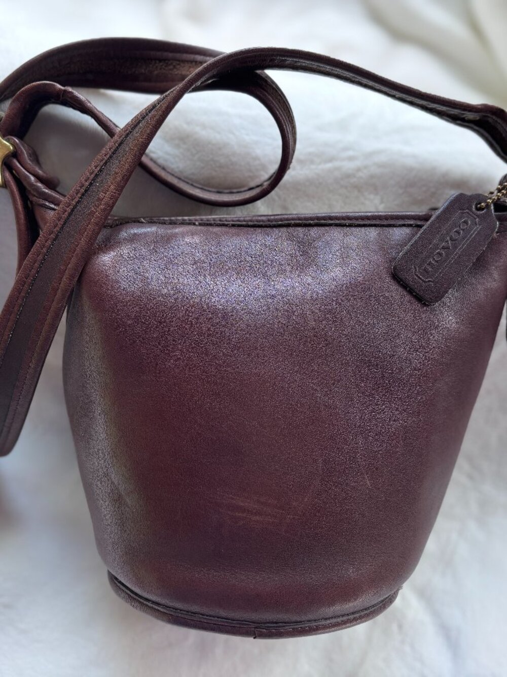 Vintage Coach brown leather Maggie mini bucket bag